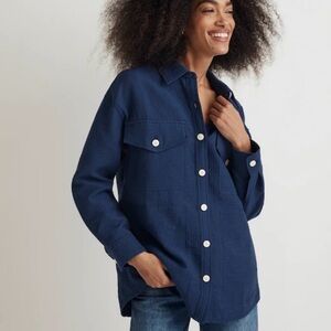 Madewell Superoversized Shirt Jacket XXS Blue Patch Pockets